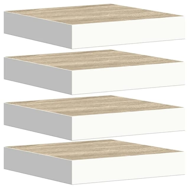vidaXL Schweberegale 4 Stk Eichen-Optik und Weiß 23x23,5x3,8 cm MDF 326569