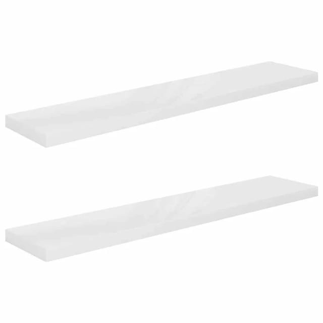 vidaXL Schweberegale 2 Stk Hochglanz-Weiß 120x23,5x3,8 cm MDF 323758