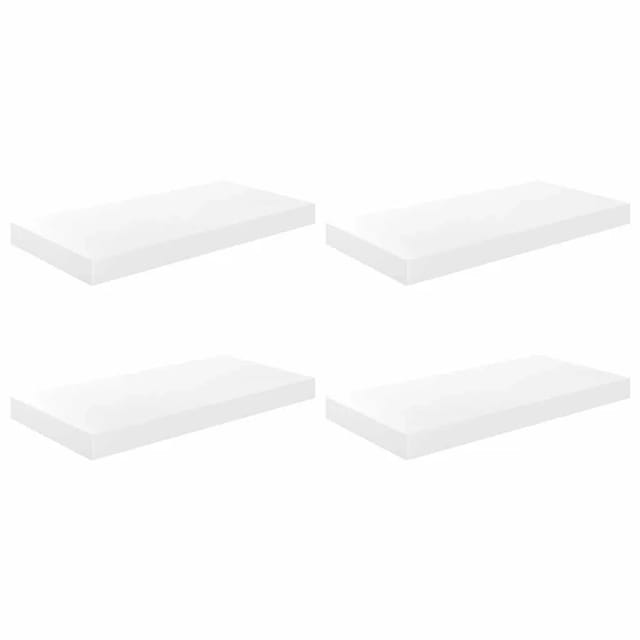 vidaXL Schweberegale 4 Stk Hochglanz-Weiß 50x23x3,8 cm MDF 323747