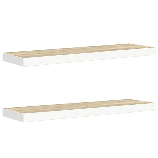 vidaXL Schweberegale 2 Stk Eichen-Optik und Weiß 80x23,5x3,8 cm MDF 326580