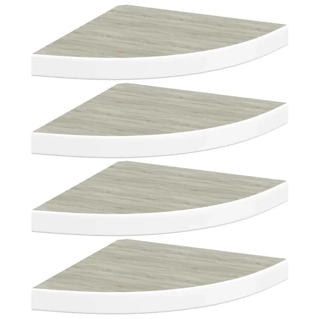 vidaXL Eck-Schweberegale 4 Stk Eichen-Optik und Weiß 35x35x3,8 cm MDF 326641