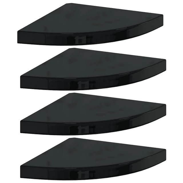 vidaXL Eck-Schweberegale 4 Stk Hochglanz-Schwarz 35x35x3,8 cm MDF 323912