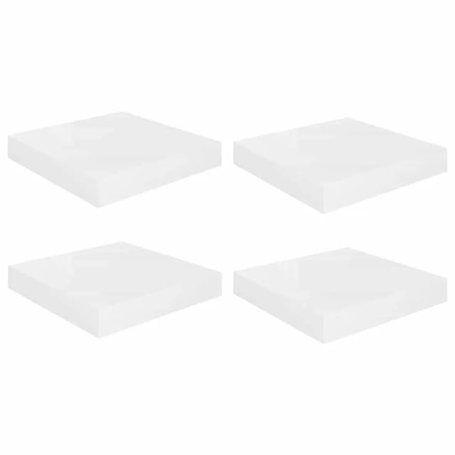 vidaXL Schweberegale 4 Stk Hochglanz-Weiß 23x23,5x3,8 cm MDF 323741
