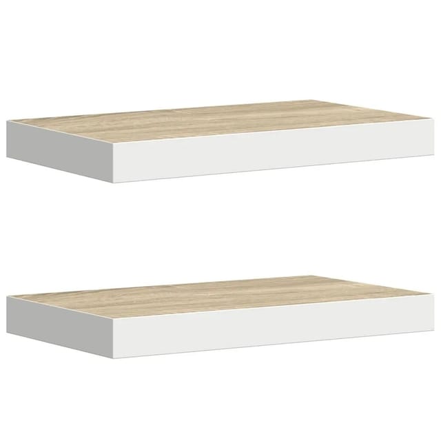 vidaXL Schweberegale 2 Stk Eichen-Optik und Weiß 40x23x3,8 cm MDF 326571