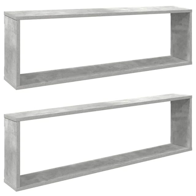 vidaXL Würfelregale 2 Stk Betongrau 100x15x30 cm Holzwerkstoff 807091