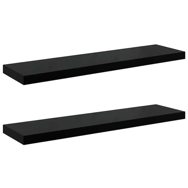 vidaXL Schweberegale 2 Stk Hochglanz-Schwarz 90x23,5x3,8 cm MDF 323776