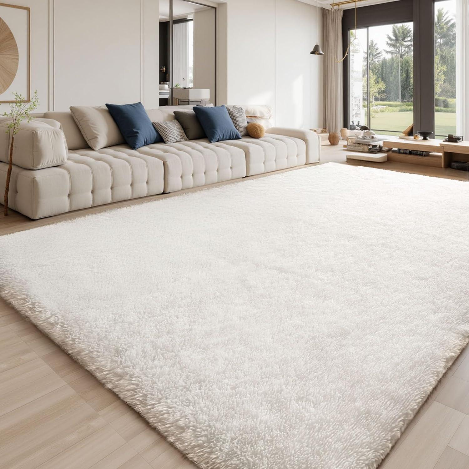 Teppich Hochflor Waschbar Anti Elfenbeinweiß 160 X 230 Cm (rechteckig)