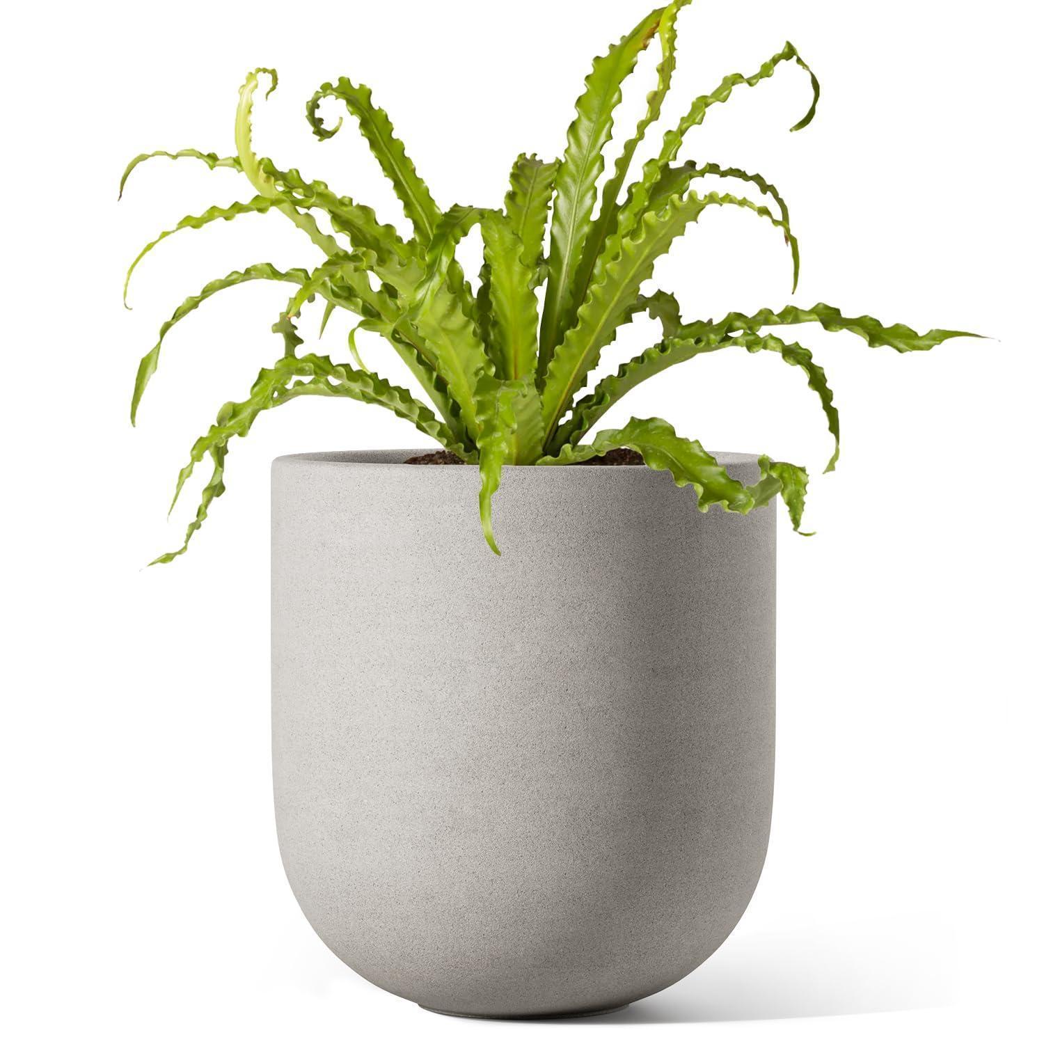 Keramik Blumentopf 15cm Mit Ablaufloch & Untersetzer Für Zimmerpflanzen Grau