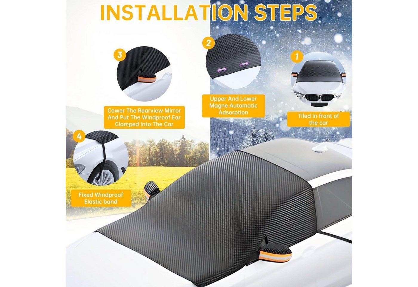 Auto Frontscheibenabdeckung Ganzjahresschutz Uv-schutz & Frostschutz Universalgröße Bild 3