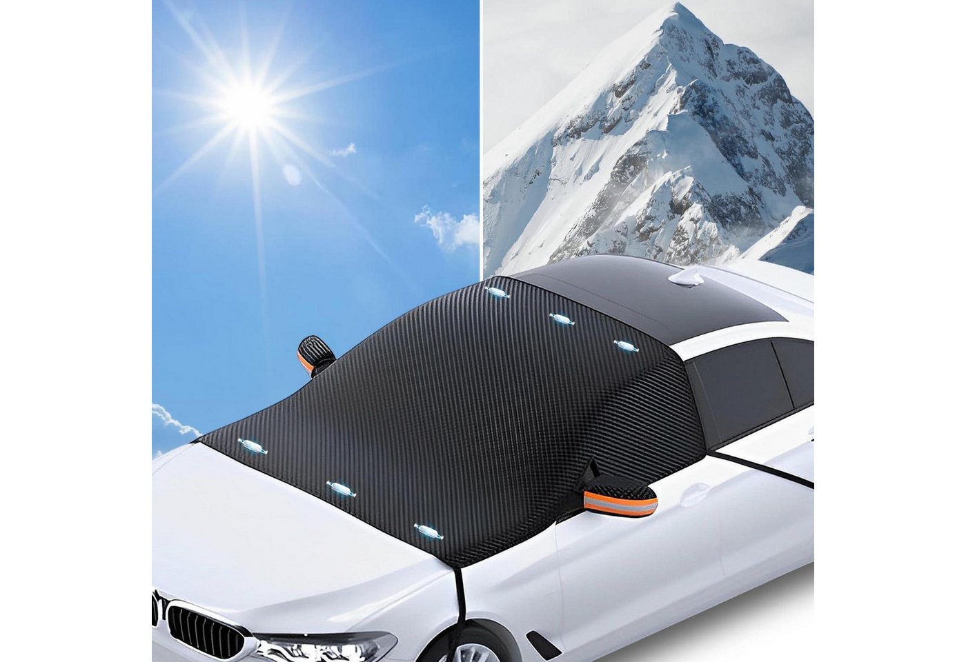 Auto Frontscheibenabdeckung Ganzjahresschutz Uv-schutz & Frostschutz Universalgröße Bild 5