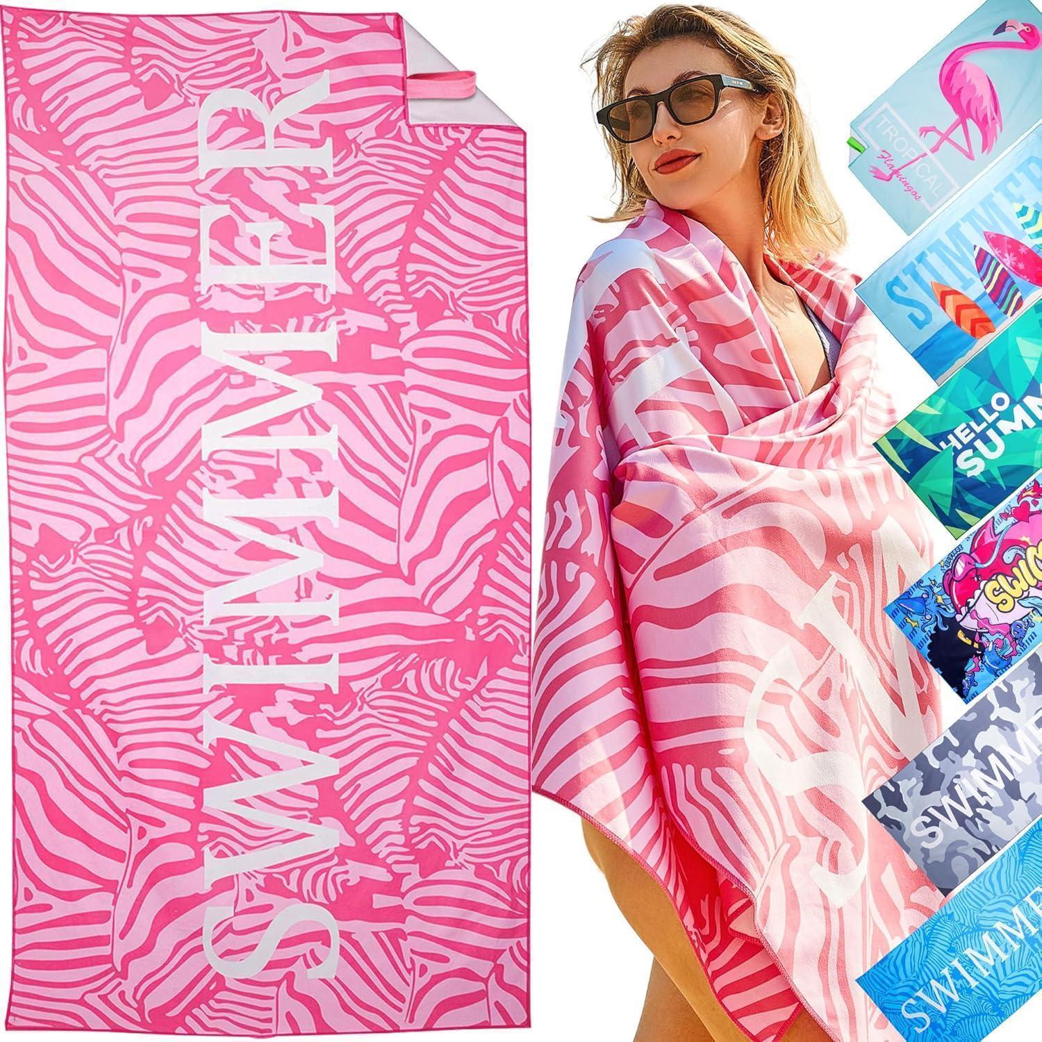 Strandtuch Mikrofaser 180x90 Sandabweisend Swimmer-rosa