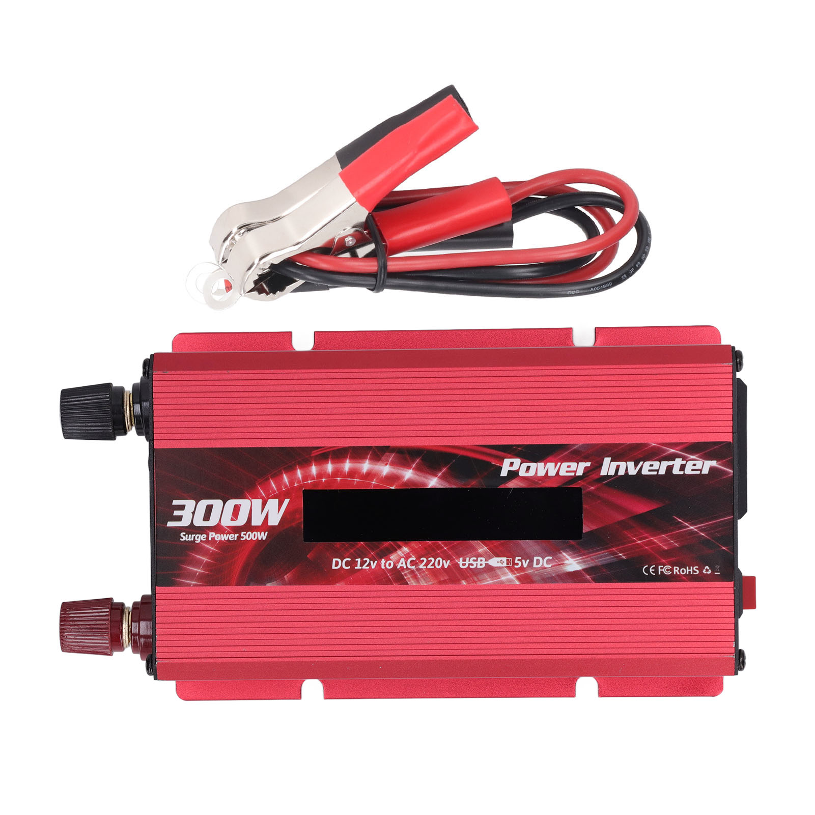 300-w-wechselrichter (12 V Dc Auf 220 V Ac) Mit Zigarettenanzünderstecker, 2-a-usb-ladegerät, Eingebautem Lüfter Und Rotem Lcd-display Für Autos