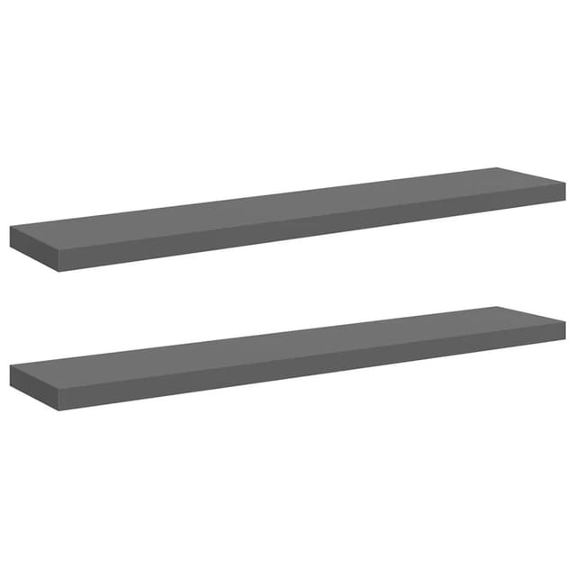 vidaXL Schweberegale 2 Stk Hochglanz-Grau 120x23,5x3,8 cm MDF 323800