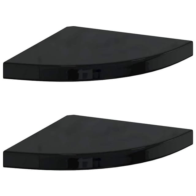 vidaXL Eck-Schweberegale 2 Stk Hochglanz-Schwarz 35x35x3,8 cm MDF 323911