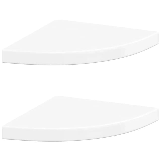 vidaXL Eck-Schweberegale 2 Stk Hochglanz-Weiß 35x35x3,8 cm MDF 323908