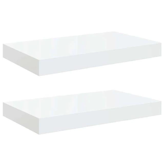 vidaXL Schweberegale 2 Stk Hochglanz-Weiß 40x23x3,8 cm MDF 323743