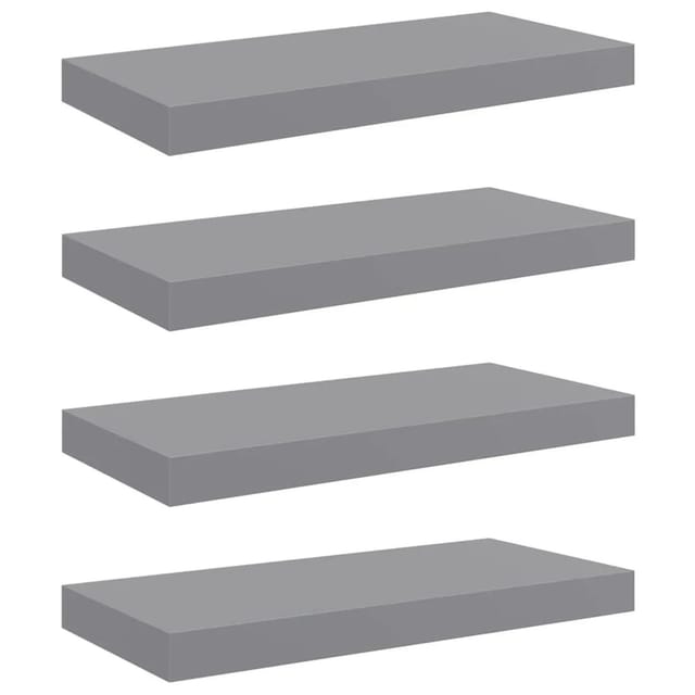 vidaXL Schweberegale 4 Stk Grau 50x23x3,8 cm MDF 323852