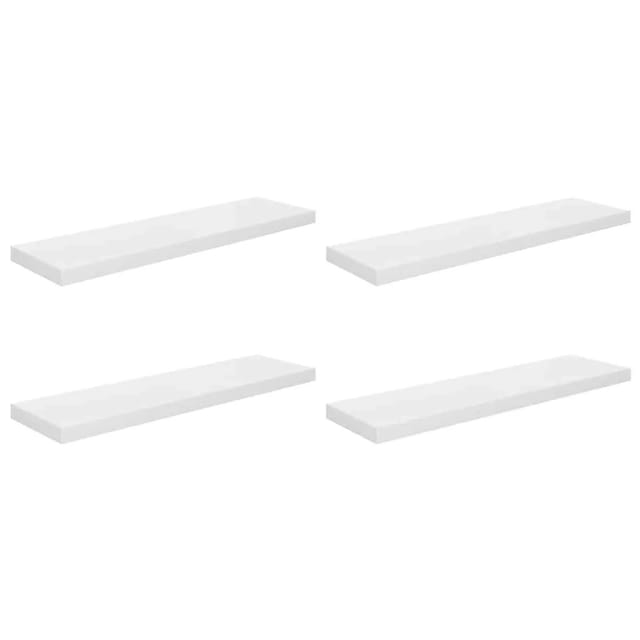 vidaXL Schweberegale 4 Stk Hochglanz-Weiß 90x23,5x3,8 cm MDF 323756