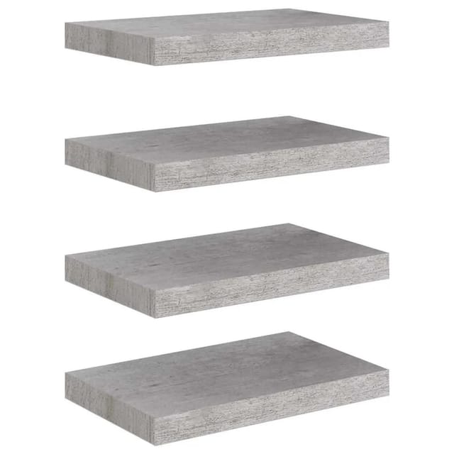 vidaXL Schweberegale 4 Stk Betongrau 40x23x3,8 cm MDF 326593