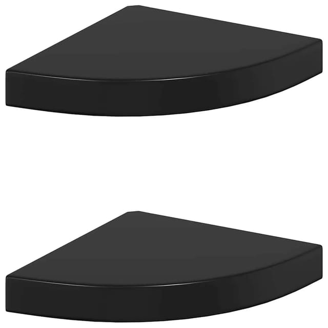 vidaXL Eck-Schweberegale 2 Stk Hochglanz-Schwarz 25x25x3,8 cm MDF 323890