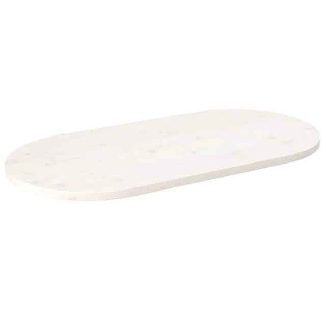 vidaXL Tischplatte Weiß 100x50x2,5 cm Massivholz Kiefer Oval 824361