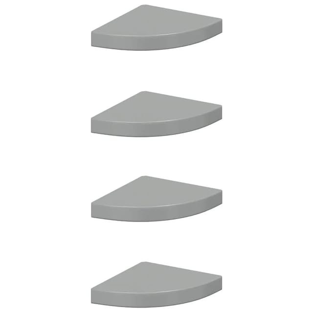 vidaXL Eck-Schweberegale 4 Stk Hochglanz-Grau 25x25x3,8 cm MDF 323894