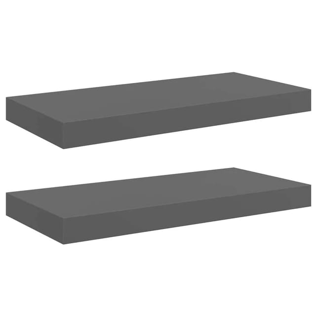 vidaXL Schweberegale 2 Stk Hochglanz-Grau 50x23x3,8 cm MDF 323788
