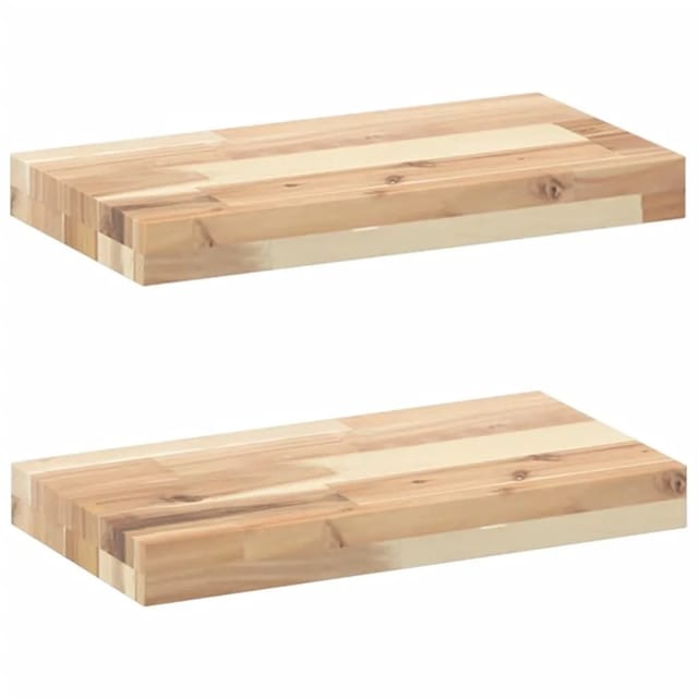 vidaXL Schweberegale 2 Stk 60x20x4 cm Massivholz Akazie Unbehandelt 3279420