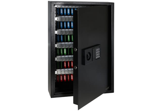 HMF 2133-02 Schlüsseltresor Zahlencode Schlüsselsafe Elektronikschloss 133 Haken 66x43x13 cm Schwarz