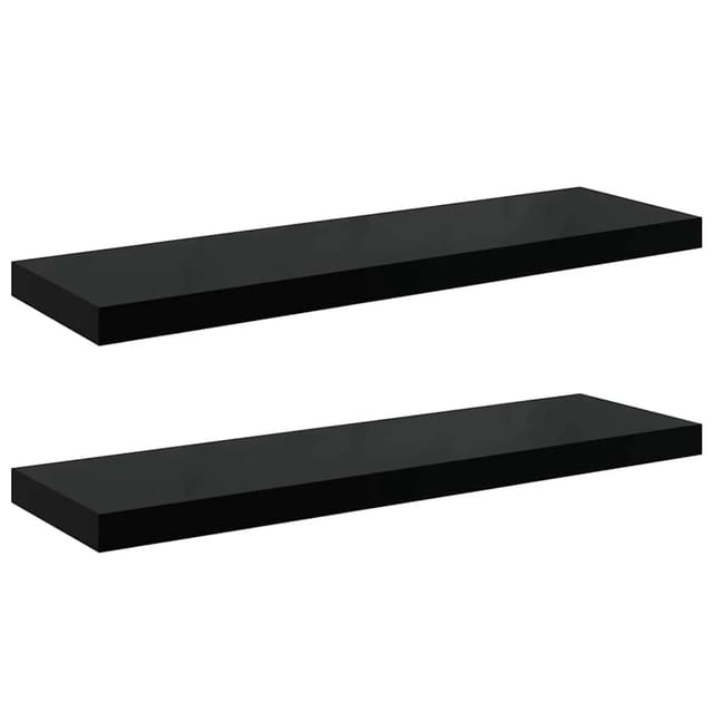 vidaXL Schweberegale 2 Stk Hochglanz-Schwarz 80x23,5x3,8 cm MDF 323773