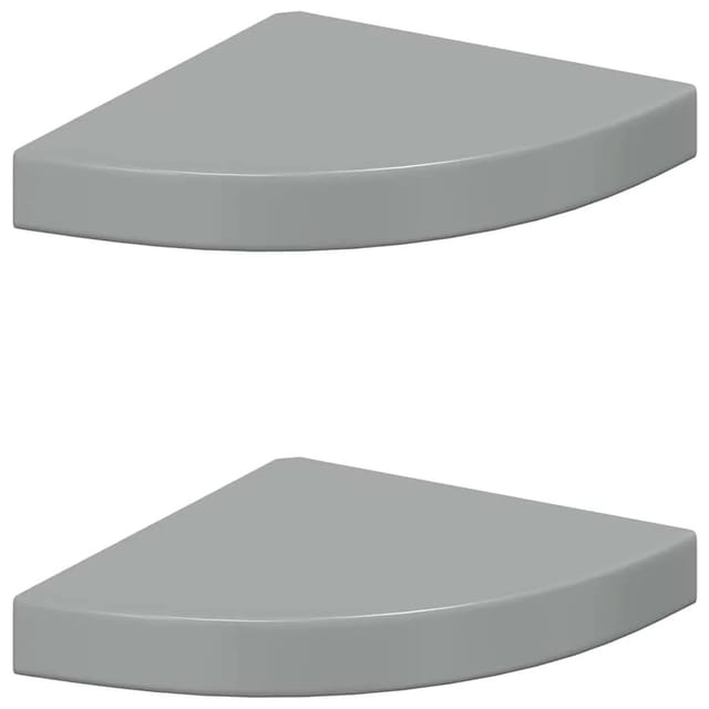 vidaXL Eck-Schweberegale 2 Stk Hochglanz-Grau 25x25x3,8 cm MDF 323893
