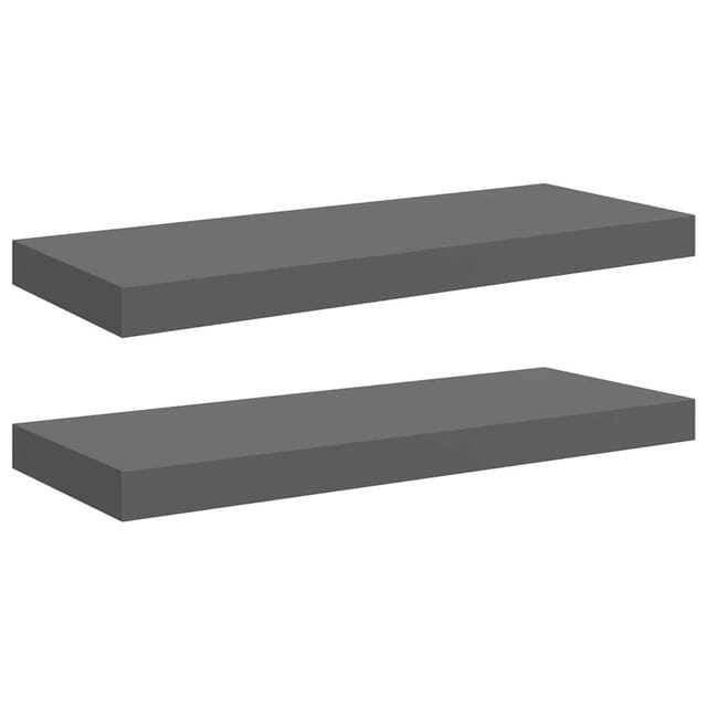 vidaXL Schweberegale 2 Stk Hochglanz-Grau 60x23,5x3,8 cm MDF 323791