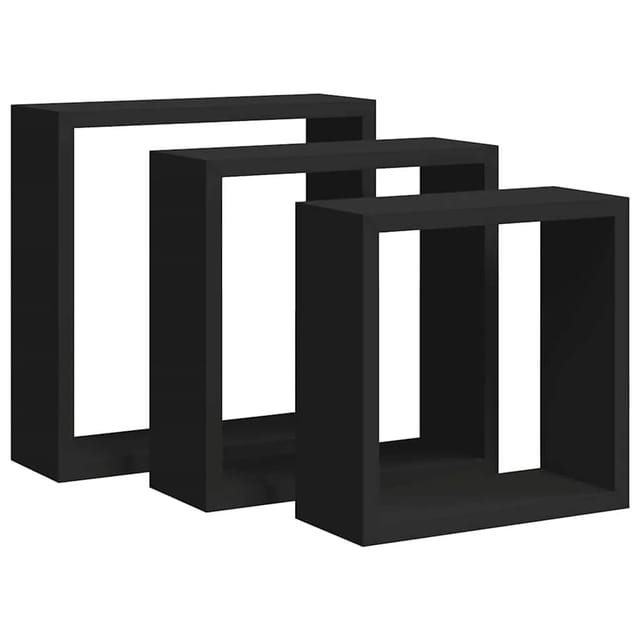 vidaXL Würfelregale 3 Stk Schwarz MDF 323950