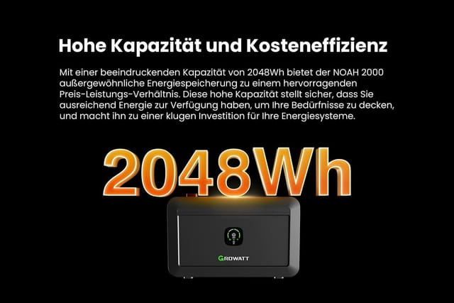 Growatt NOAH 2000 Speicher 2048Wh und NEO 800M-X mit JA Solar 500Wp x4 0% MwSt