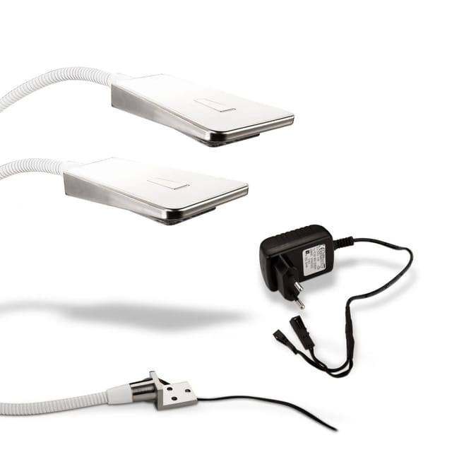 SOTECH 2er Set Flexible LED Leseleuchte LUMINOSO Weiß 12V 2W mit Netzteil