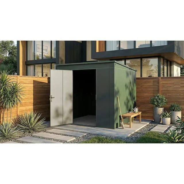 Weka Metall-Gerätehaus Gary 242 cm x 248 cm Grün