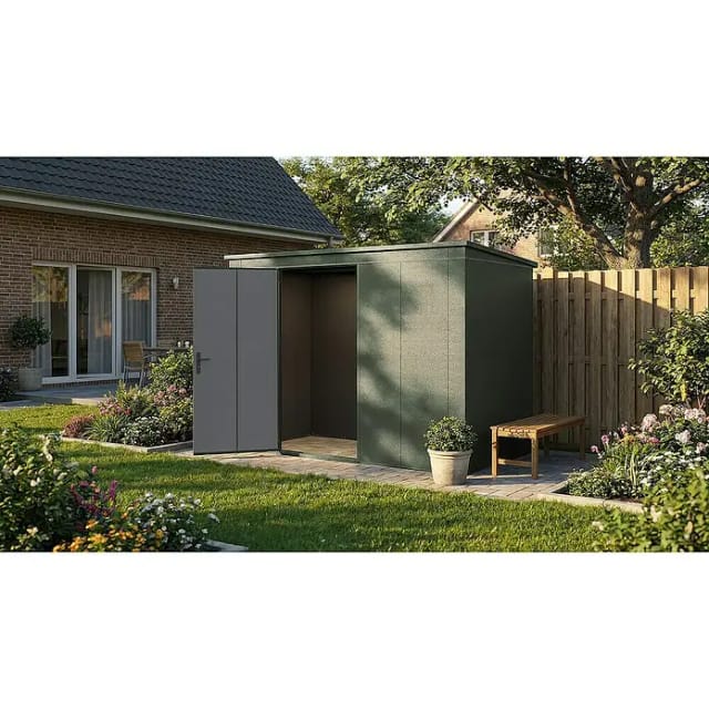 Weka Metall-Gerätehaus Gary 292 cm x 148 cm Grün