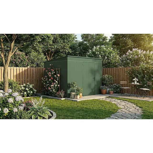 Weka Metall-Gerätehaus Gary 292 cm x 298 cm Grün