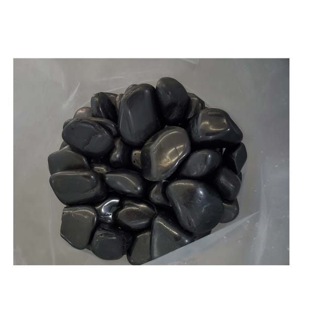 Aquagart 120kg Polierter Kiesel Glanzkies Flusskiesel Kieselsteine Gartenkies Zierkies Schwarz