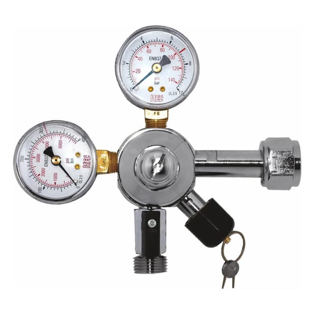Ich-Zapfe Druckminderer KohlensÄUre 7 Bar 1- Gewinde 1/2 Silber