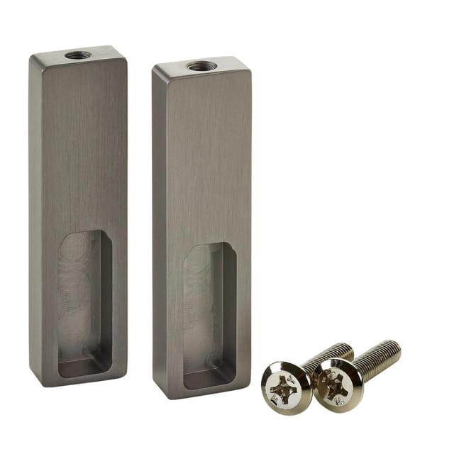 SOTECH 1 Paar Schrankstangenlager NANO Seitenlager Unterbau Aluminium Massiv 75 x 20 x 10 mm für Designer Schrankrohr Titanoptik