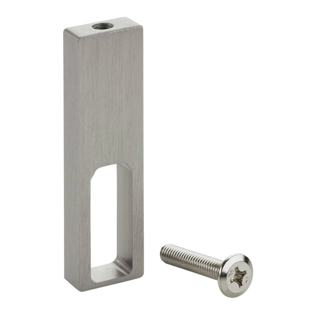 SOTECH Schrankstangenlager NANO Mittelträger Unterbau Aluminium Massiv 75 x 20 x 10 mm für Designer Schrankrohr Edelstahloptik Matt Gebürstet