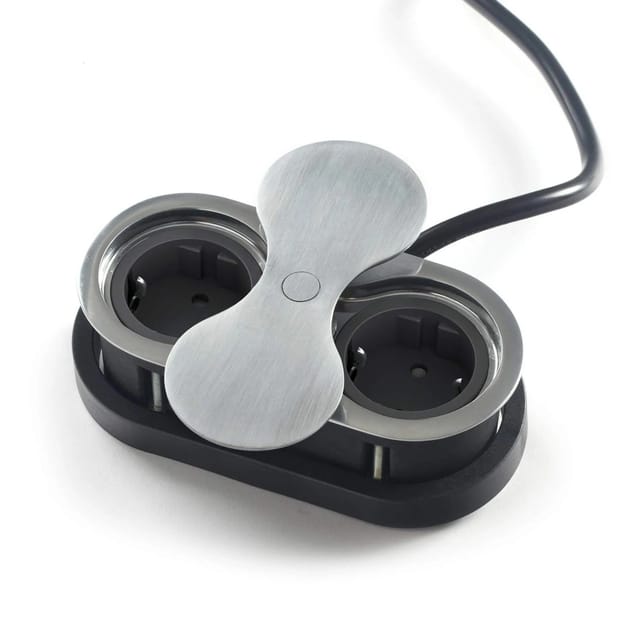 SOTECH Doppel Einbausteckdose Oval Edelstahloptik Gebürstet mit 2x Schuko