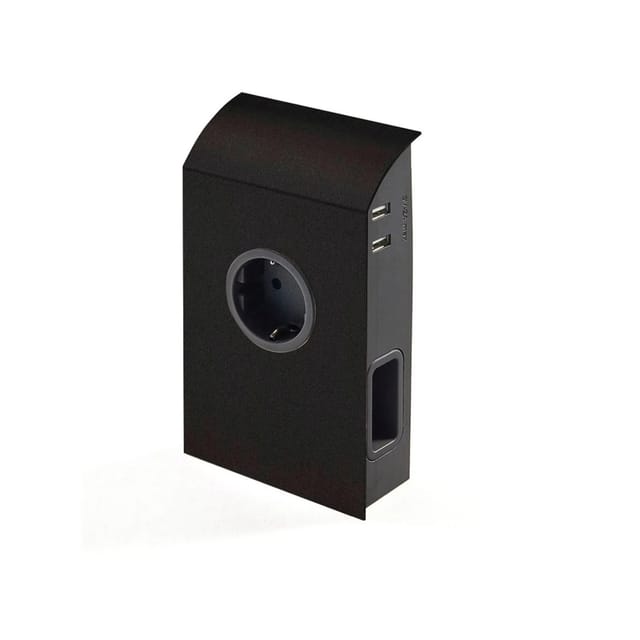 SOTECH Unterbau Anbausteckdose Schwarz mit Schuko 2x Euro und 2x USB