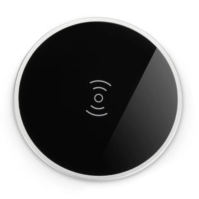 SOTECH JUNKER Einbau Wireless Charger WLC-02 Ø74 x H 18 mm Schwarz USB Induktions Tischladegerät für Qi Fähige Smartphones Ohne Netzteil