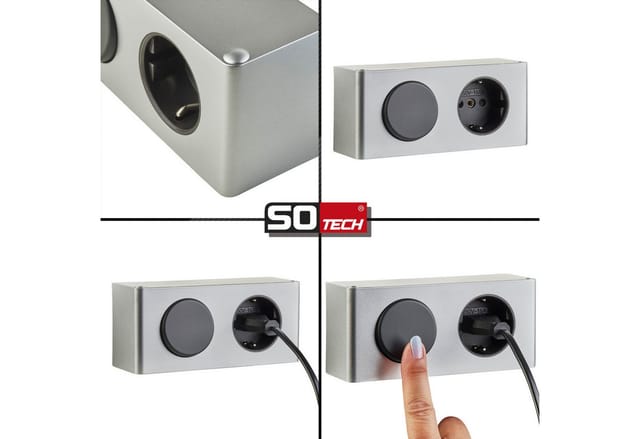 SOTECH Powerbox Steckdose für Spiegelschränke Silbergrau Stromversorgung für 12V LED Beleuchtung