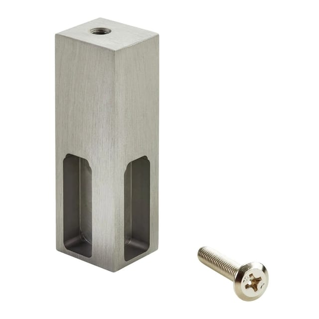SOTECH Schrankstangenlager NANO Ecklager Unterbau Aluminium Massiv 75 x 22 x 26 mm für Designer Schrankrohr Edelstahloptik Matt Gebürstet
