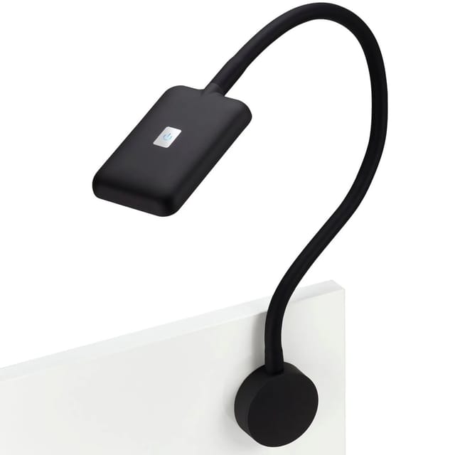 SOTECH JUNKER Lighting LED Bettleuchte Leseleuchte FIORE Schwarz mit Flexiblem Leuchtenarm und Touchsensor