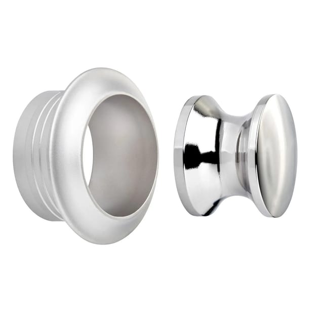 SOTECH Push Lock Druckknopf Ø23 mm Edelstahloptik inkl. Rosette für 16 mm Türstärke Passend für Drehstangen Schloss Aufbauschloss