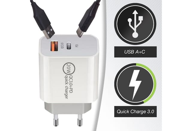 SOTECH USB A USB C Netzteil 20W Quick Charge 3 Weiß